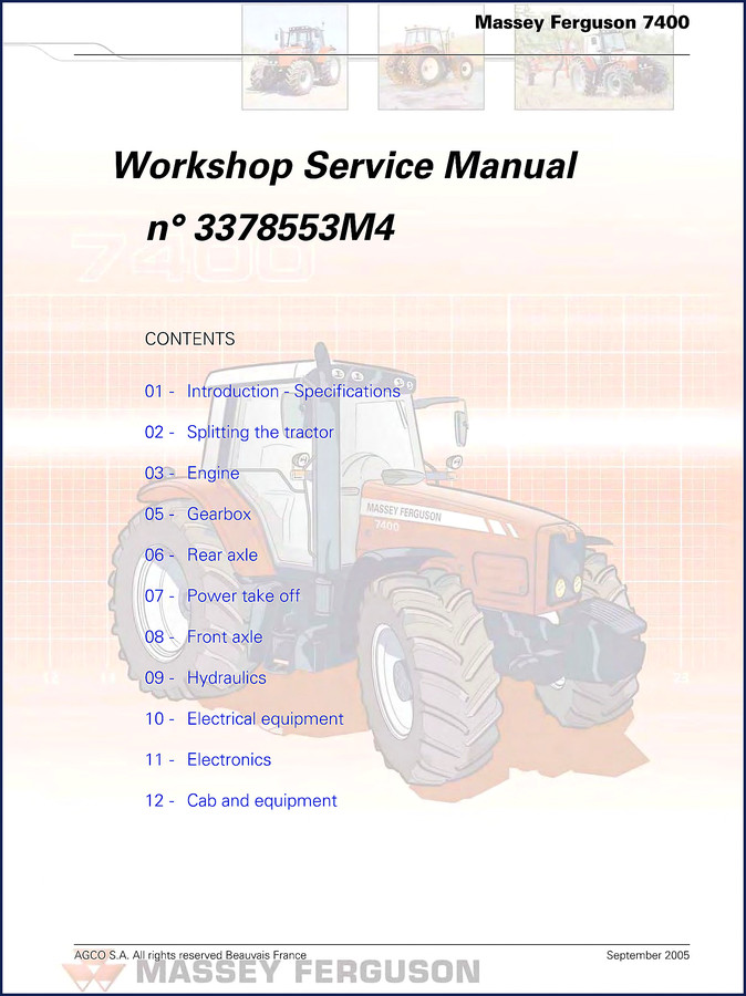 Massey Ferguson 7400 2006 OEM Operators Manual cover showing Datatronic 3 interface