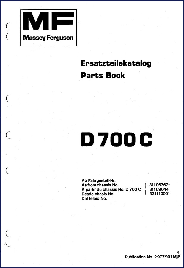 Massey Ferguson D700C Parts Catalog - 1118 pages - Factory OEM
