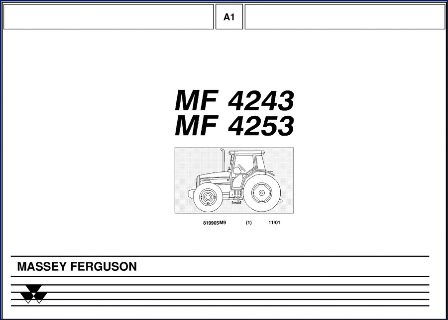 Massey Ferguson MF 4243 MF 4253 2001 Factory Parts Catalog cover showing tractor illustration