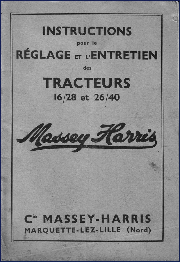 Massey Harris 16/28 26/40 Technical Manual cover – factory OEM document