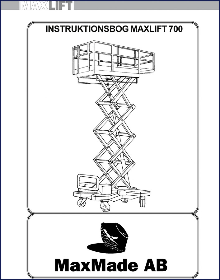 Maxlift 700 1996 Operators Manual cover page showing model identification and safety warnings