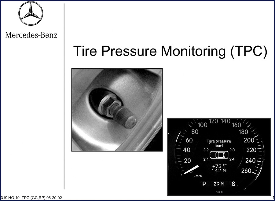 Mercedes-benz 219 2002 Training Manual cover – Tire Pressure Monitoring (TPC)