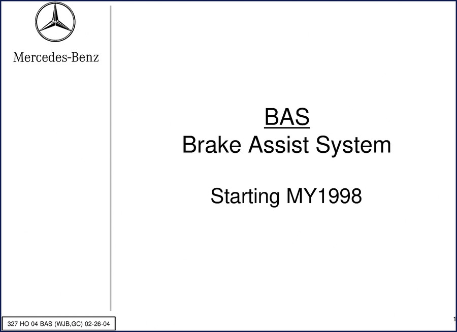 Mercedes-benz 327 2004 ABS Training Manual cover page