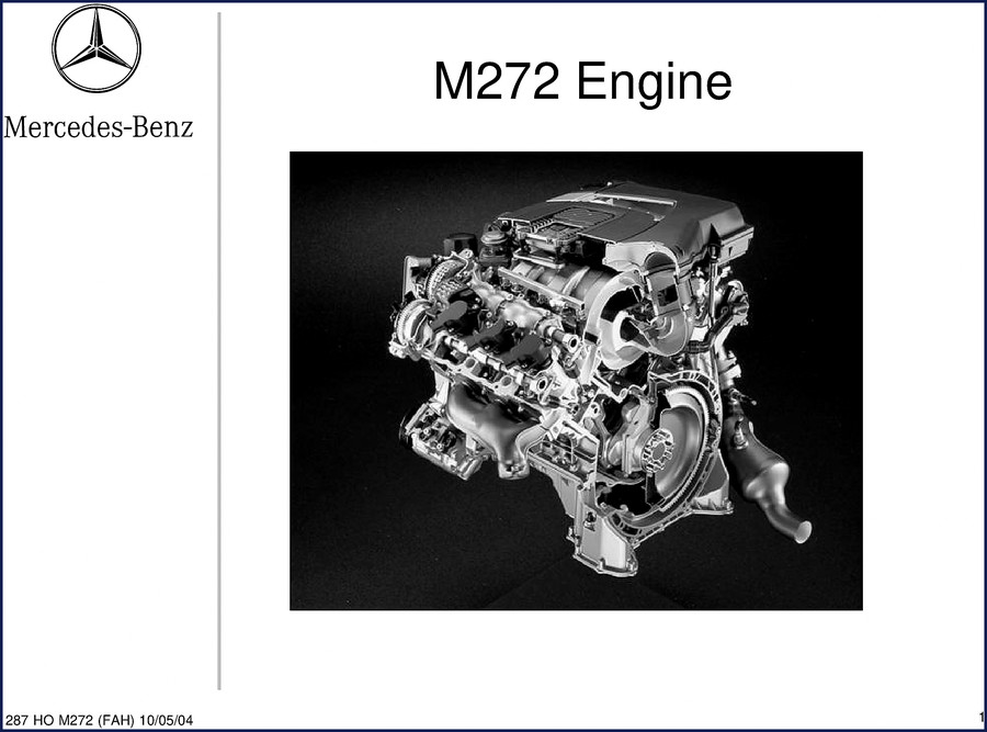 Mercedes-Benz M272 2004 Technical Manual cover showing cutaway of 3.5L V6 engine