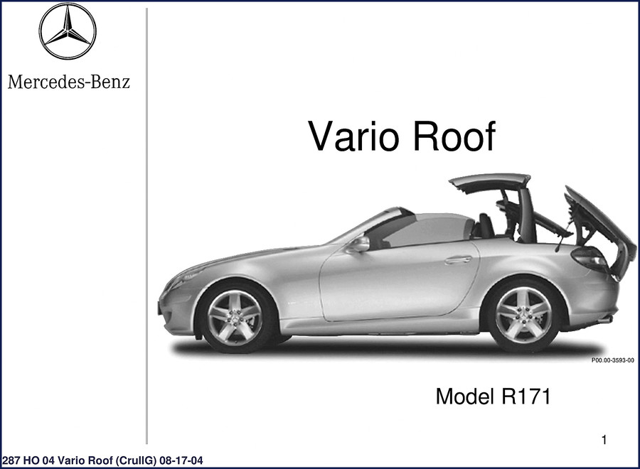 Mercedes-Benz R171 2004 Vario Roof Service Manual cover page