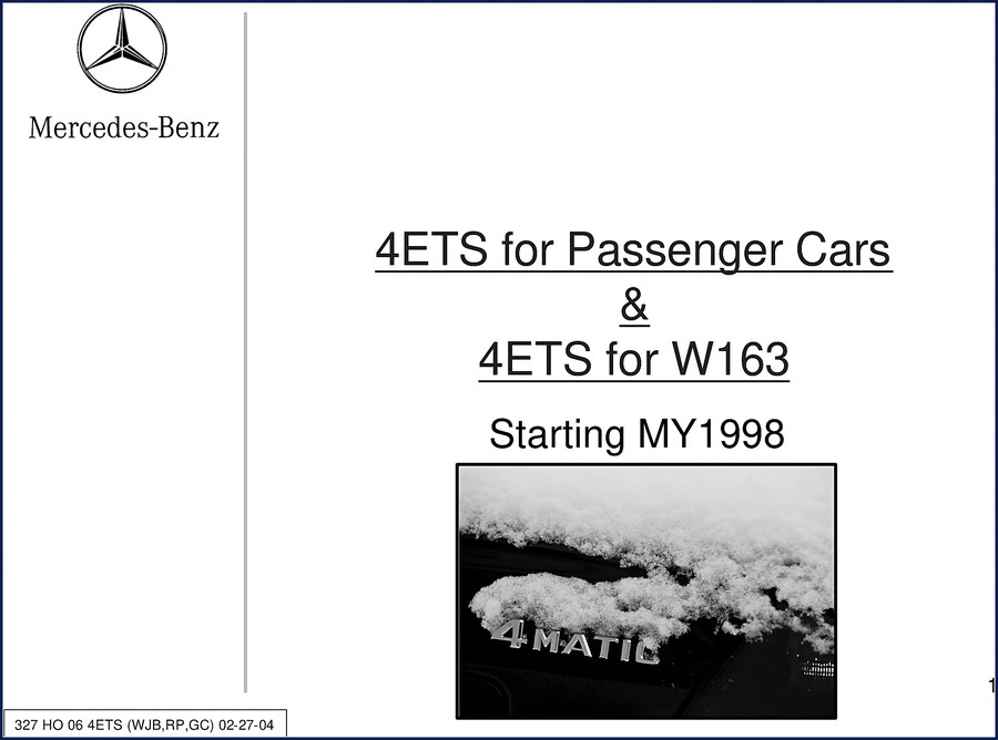 2004 Mercedes-benz W163 4ETS Training Manual cover page