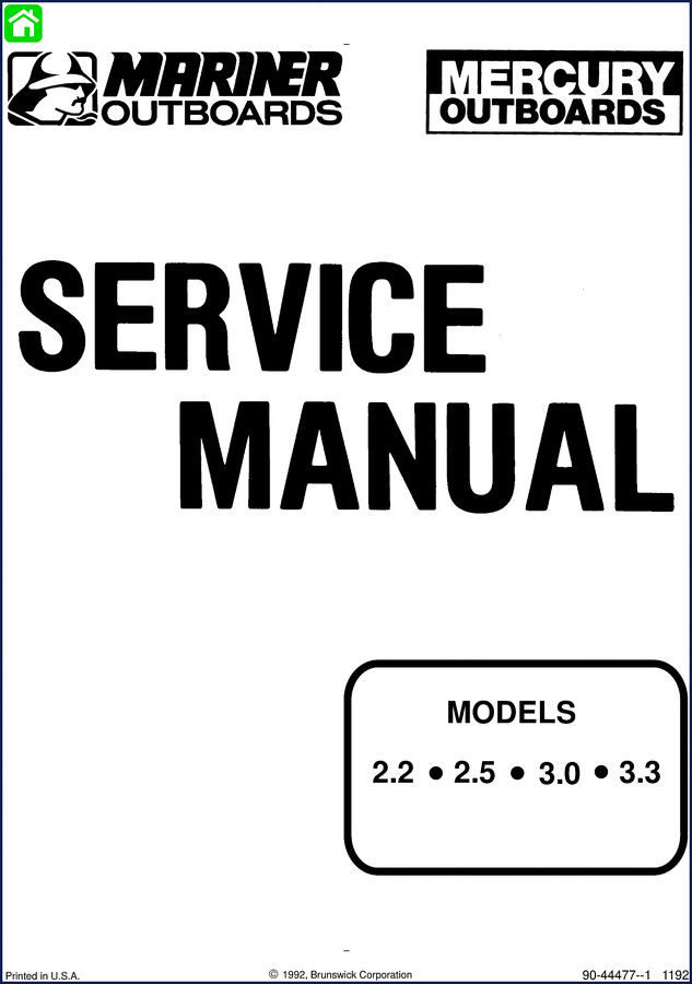 1992 Mercury 2.2-3.3 outboard service manual cover