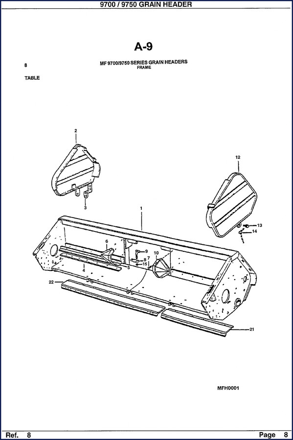 HMF 9700 and 9750 Grain Header Parts Catalog cover – 70 pages of OEM factory part listings