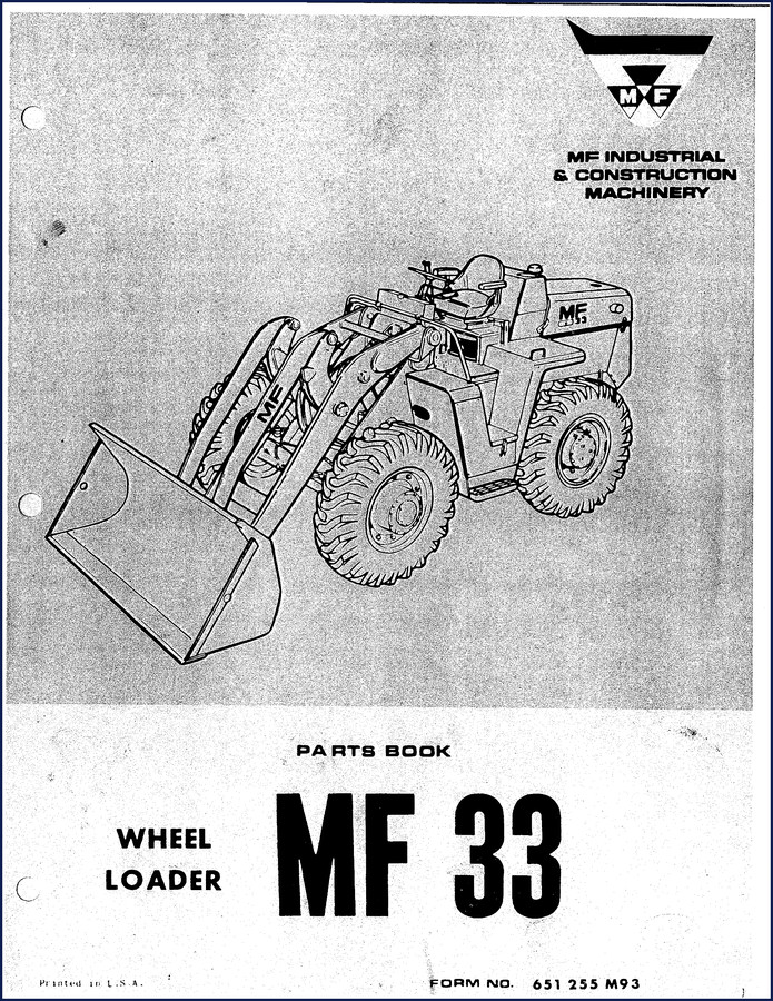 HMF MF 33 Parts Catalog 330-page factory parts book cover