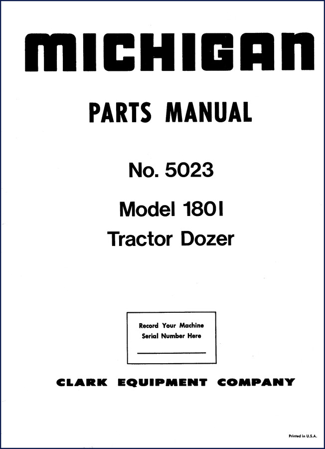 Michigan 1801 Parts Catalog factory OEM parts breakdown manual cover