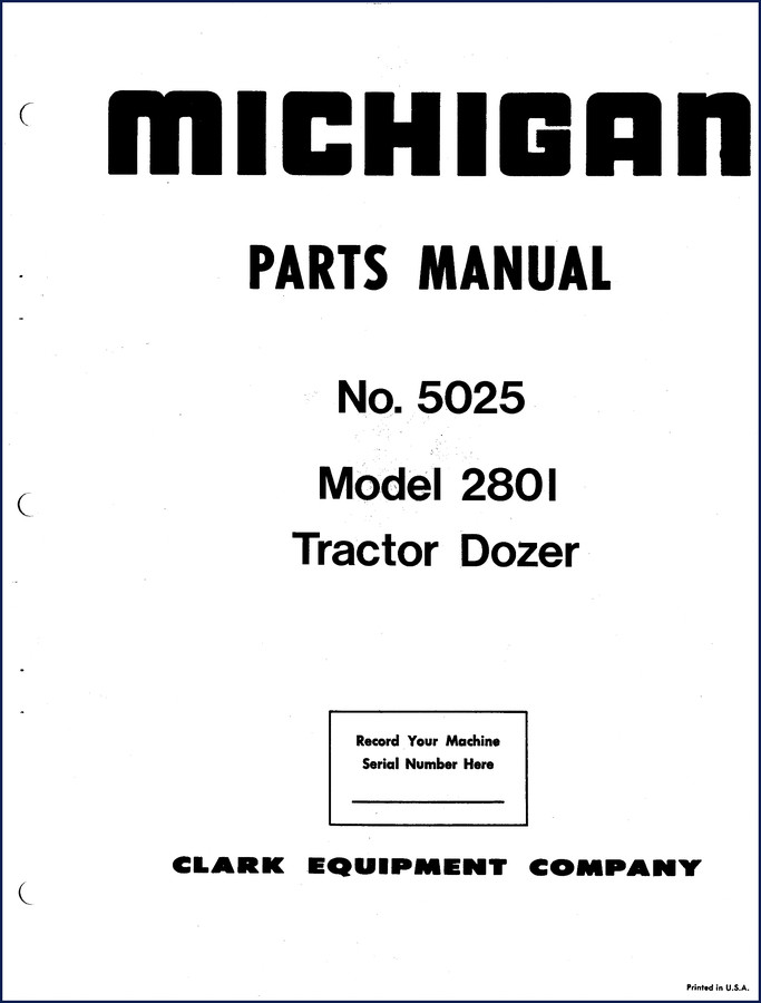 Michigan 280I Parts Catalog - factory OEM 108-page parts manual for tractor dozer