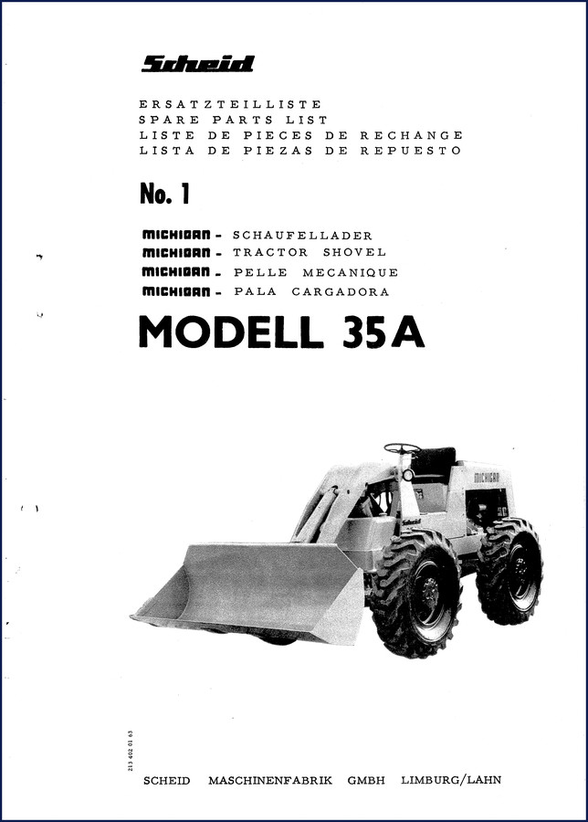 Michigan 35A Parts Catalog – 174-page factory OEM parts breakdown for tractor shovel