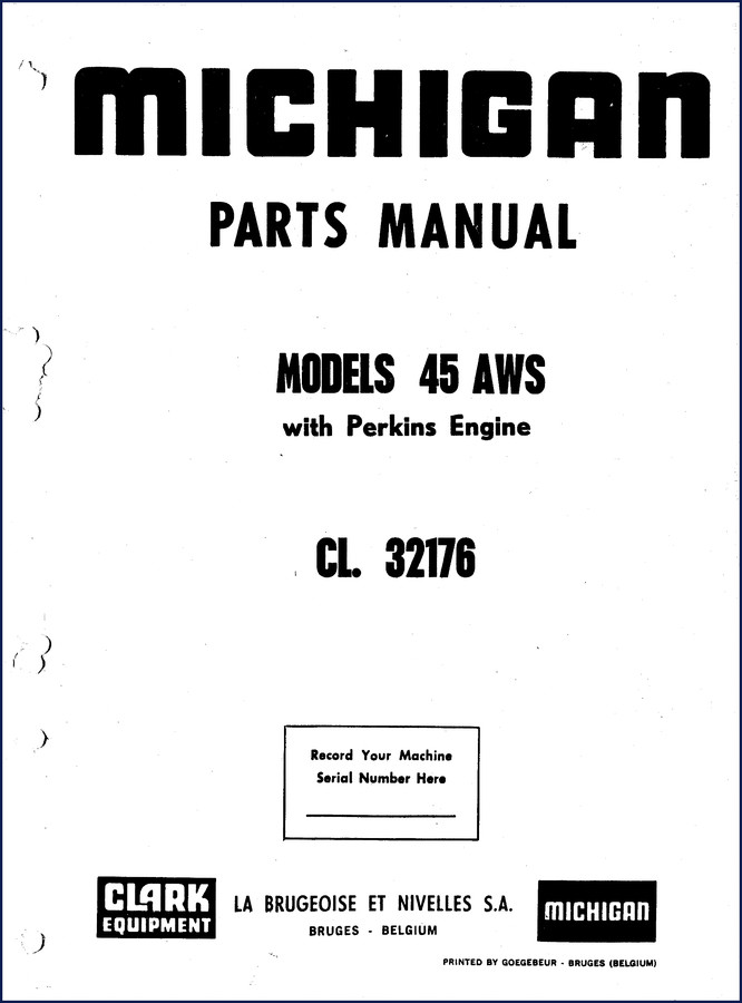 Michigan 45 AWS Parts Catalog – 212-page factory OEM parts manual with exploded views and part numbers