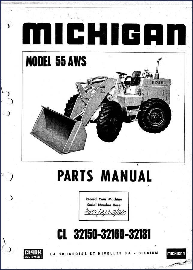 Michigan 55 AWS and 55 R Parts Catalog factory parts manual front cover
