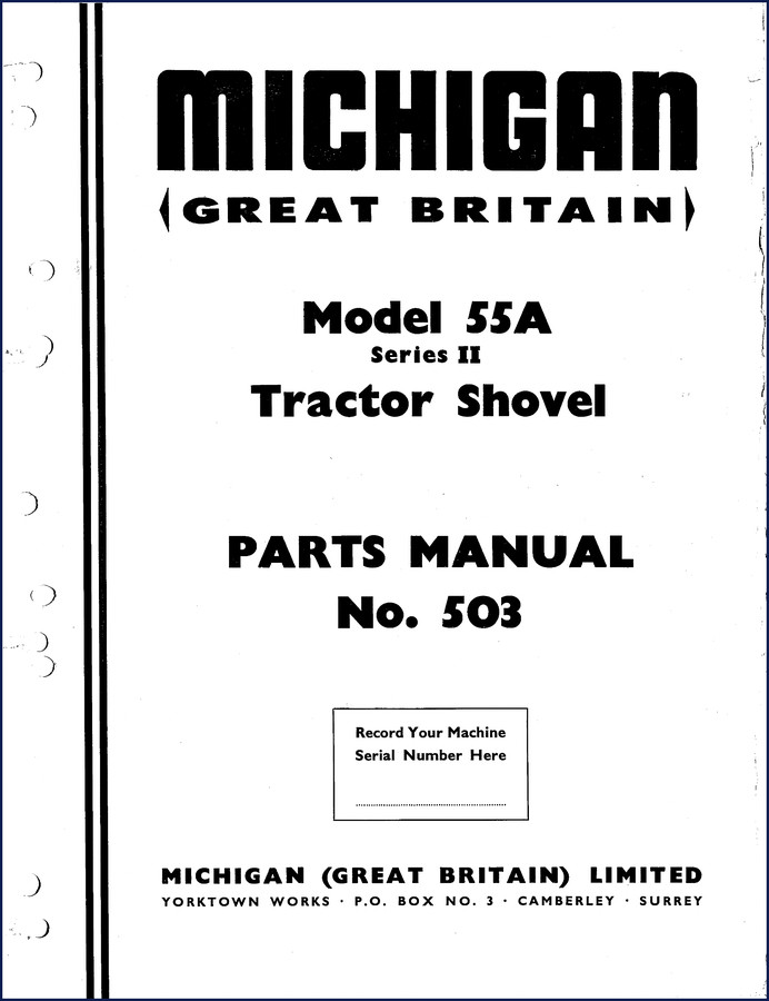 Michigan 55A Series II Wheel Loader Parts Catalog cover - 220 pages factory document