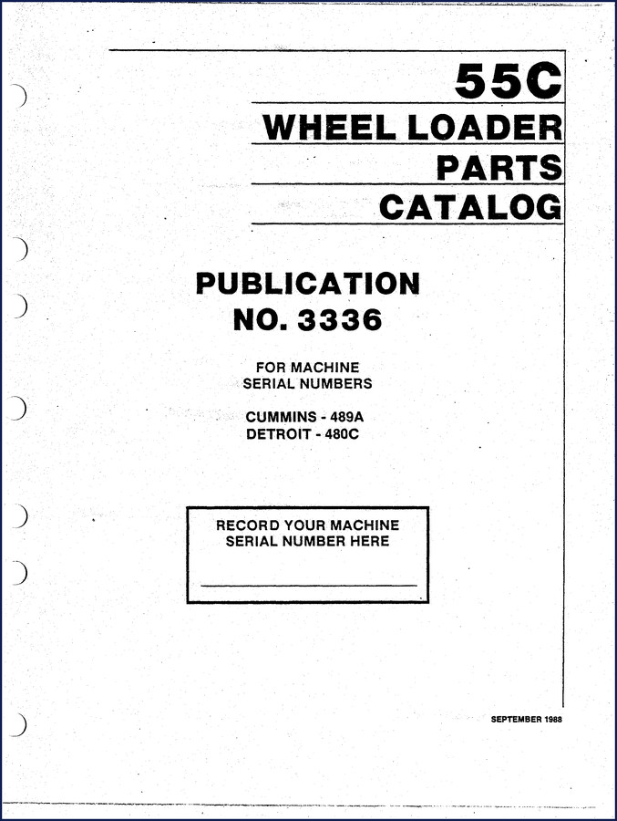 Michigan 55C wheel loader 1988 Parts Catalog factory OEM manual cover