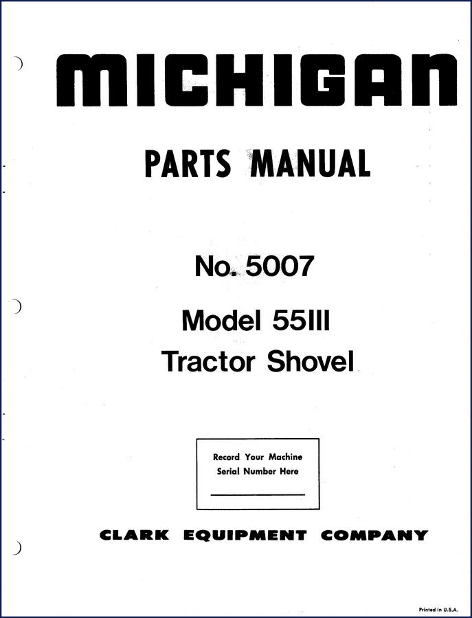 Michigan 55III Tractor Shovel Parts Catalog – Factory OEM 128-page manual cover
