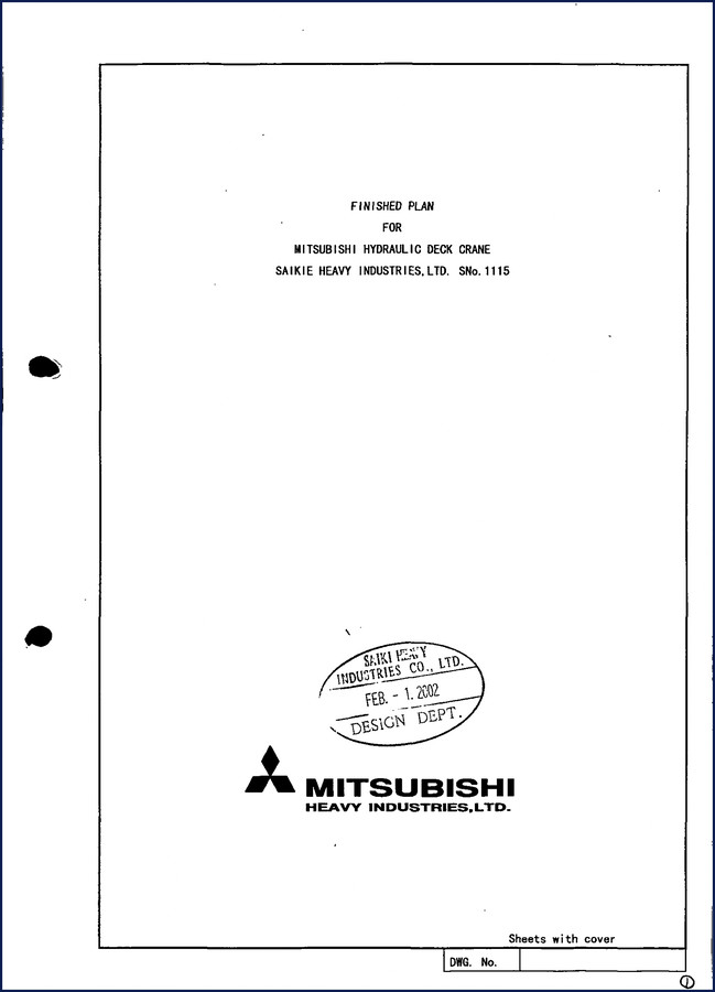 Mitsubishi 30t x 24m Hydraulic Deck Crane OEM Technical Manual – 465 pages, covers manufacturing spec and maintenance