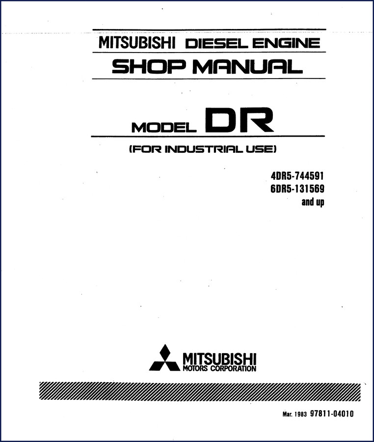 Mitsubishi 4DR5 6DR5 1983 Workshop Manual cover - OEM factory service manual for diesel engine