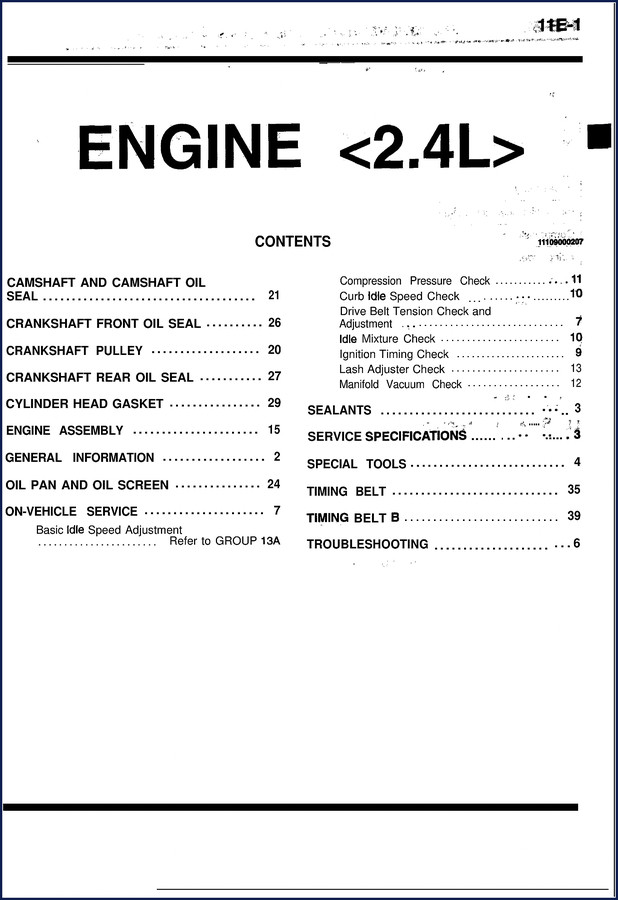 Mitsubishi 4G64 Service Manual cover – 104 pages OEM workshop manual for 2.4L engine