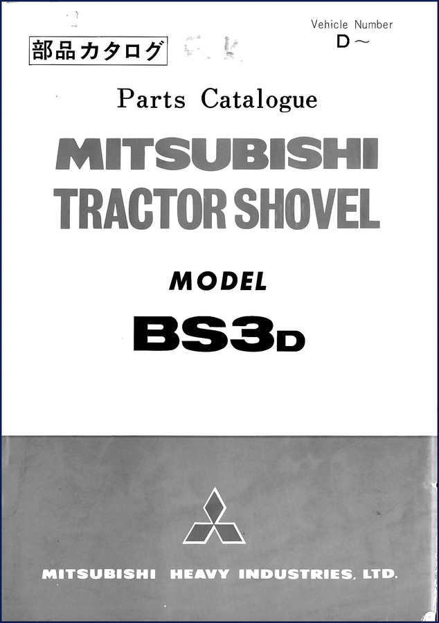 Mitsubishi BS3D Tractor Shovel OEM Parts Catalog cover page - factory document from Mitsubishi Heavy Industries