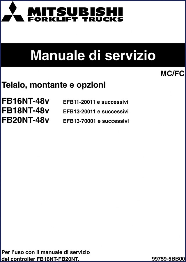 Mitsubishi FB16NT FB18NT FB20NT Service Manual cover – 272-page OEM repair manual