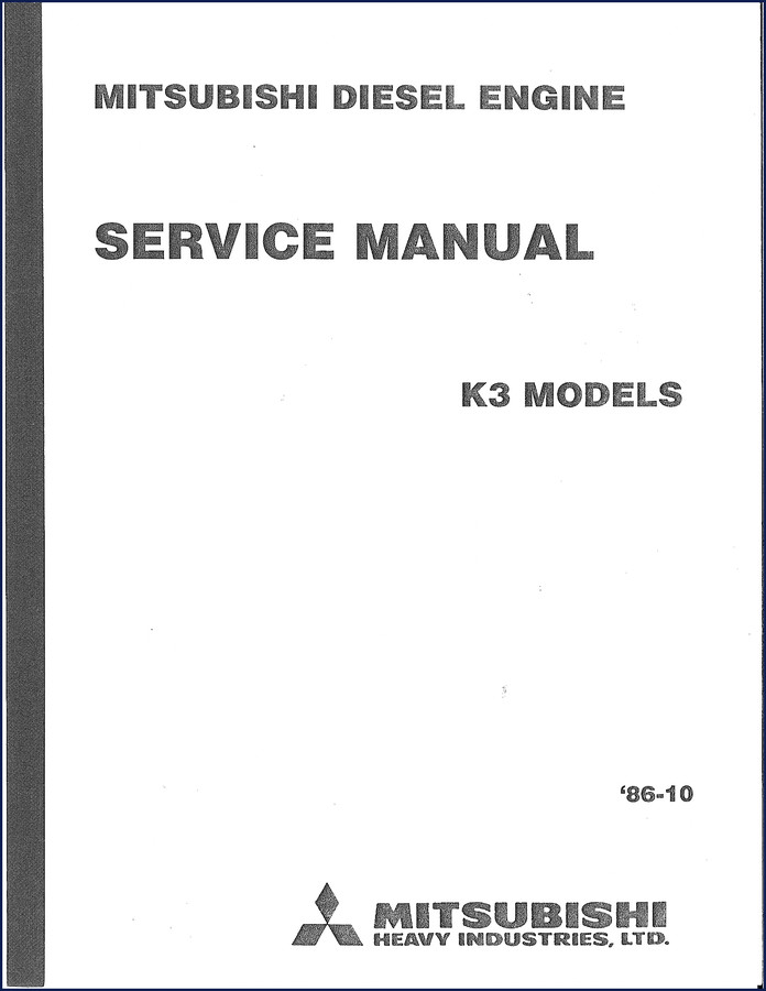 Mitsubishi K3 1986 Service Manual cover – OEM factory diesel engine manual 114 pages