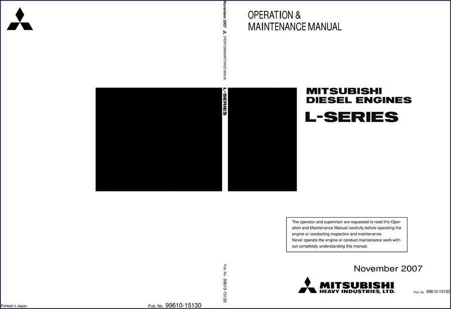 Mitsubishi L-Series 2004 Service Manual cover page featuring L2 and L3 diesel engine diagrams