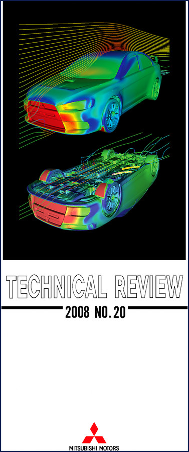 2008 Mitsubishi LANCER EVOLUTION X & i MiEV Technical Manual cover showing CFD aerodynamic analysis of EVO X