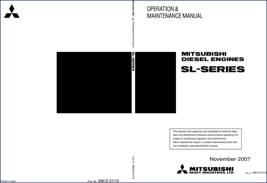 Mitsubishi SL-Series 2004 Service Manual cover – OEM factory document for diesel engines