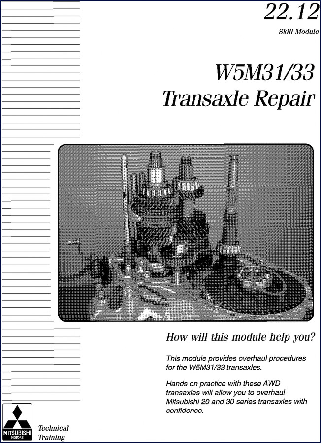 Mitsubishi W5M31 W5M33 transaxle training manual cover page