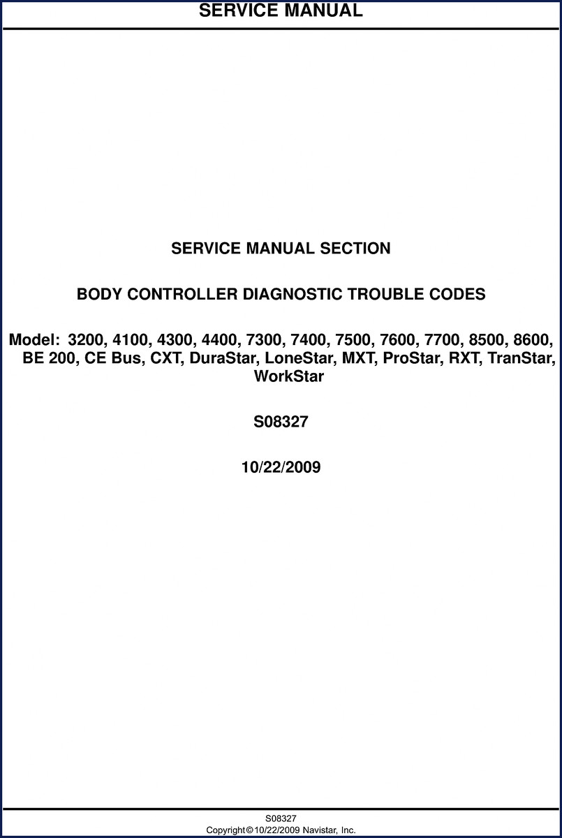 Navistar 3200-7300 2009 Diagnostics Manual cover – OEM 30-page factory document