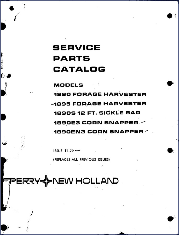 New Holland 1890 forage harvester parts catalog cover 1979 - 306 pages OEM factory document