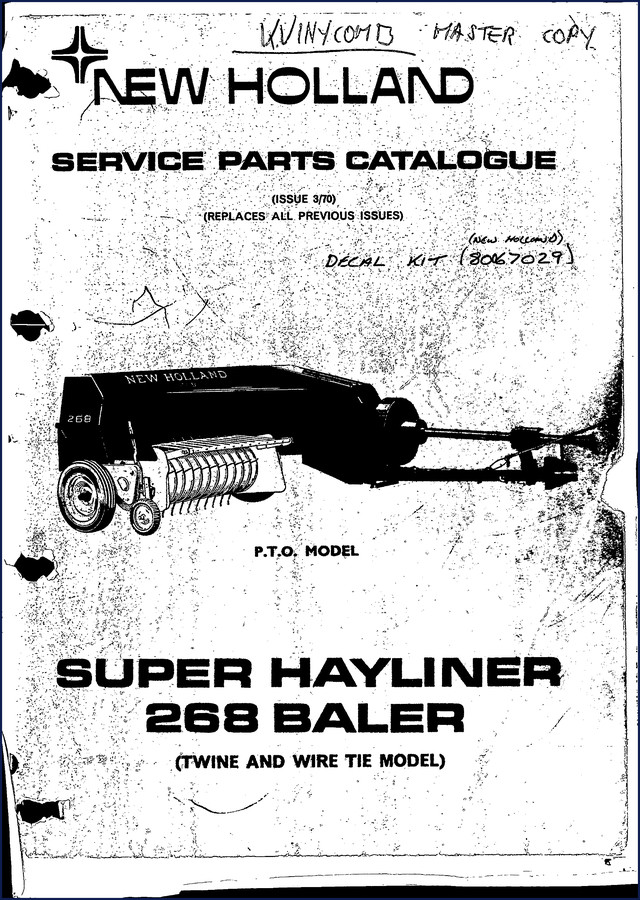 New Holland 268 Parts Catalog cover page showing baler illustration
