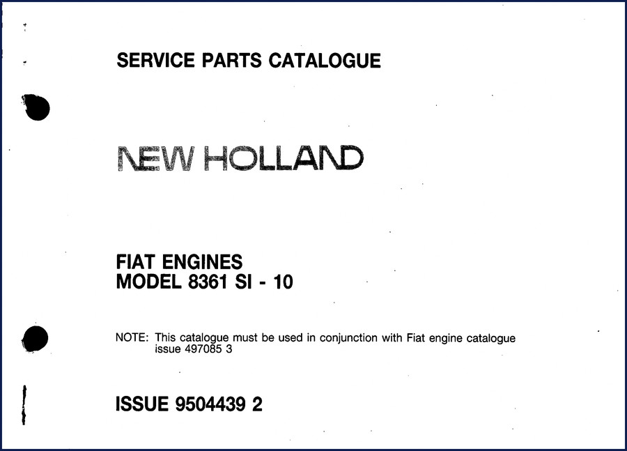 New Holland 8361 SI Parts Catalog cover - 96 pages factory engine parts