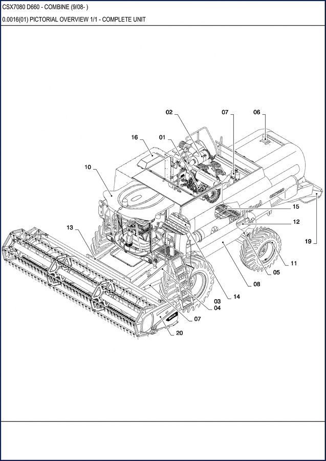 New Holland CSX7080, D660 2008 Parts Catalog cover showing combine illustration