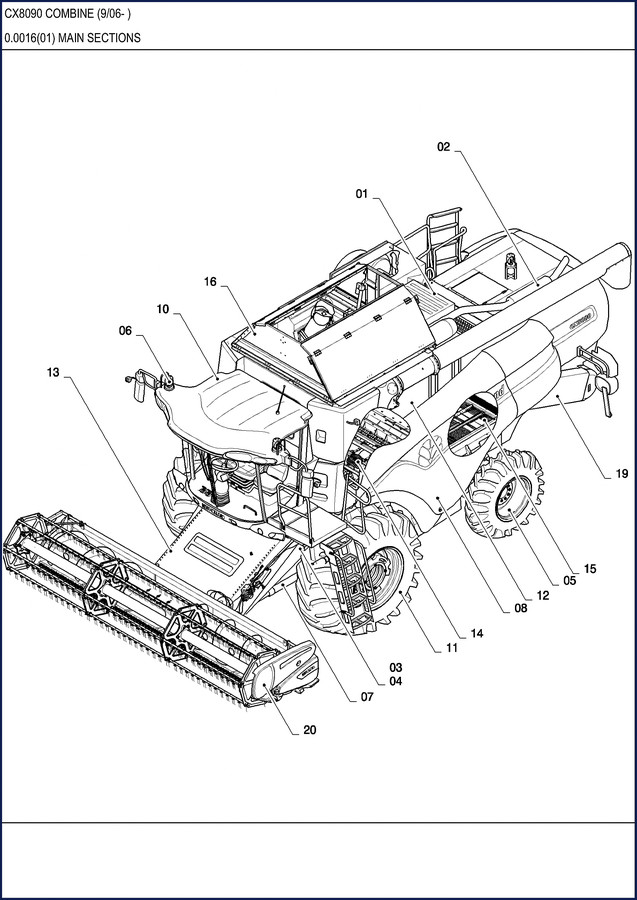 New Holland CX8090 Parts Catalog cover page showing combine and OEM document title