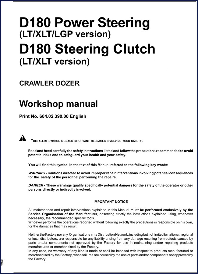 New Holland D180 Workshop Manual cover – factory service documentation for crawler dozer, 417 pages