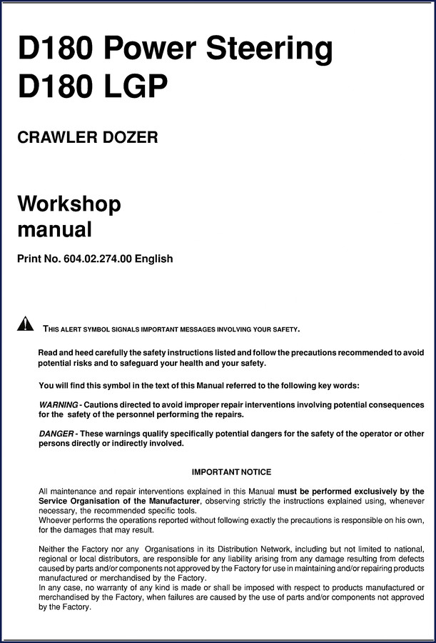 New Holland D180LGP Workshop Manual cover - factory OEM repair guide