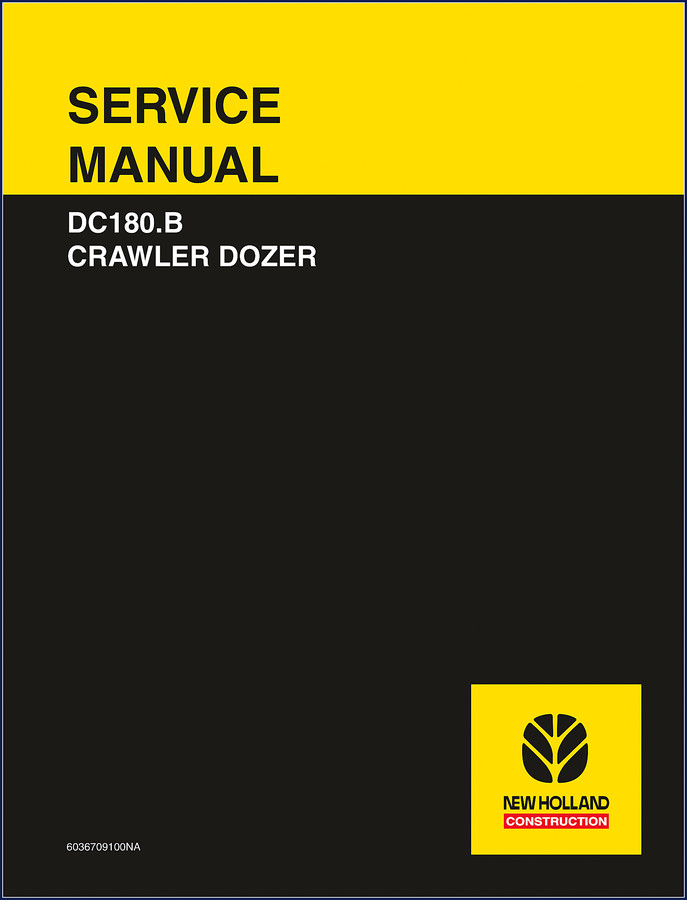 New Holland DC180.B Service Manual front cover showing crawler dozer with factory part number