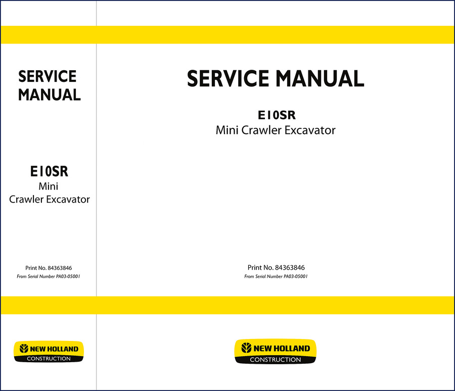 New Holland E10SR Service Manual cover page - 729 pages factory OEM repair manual