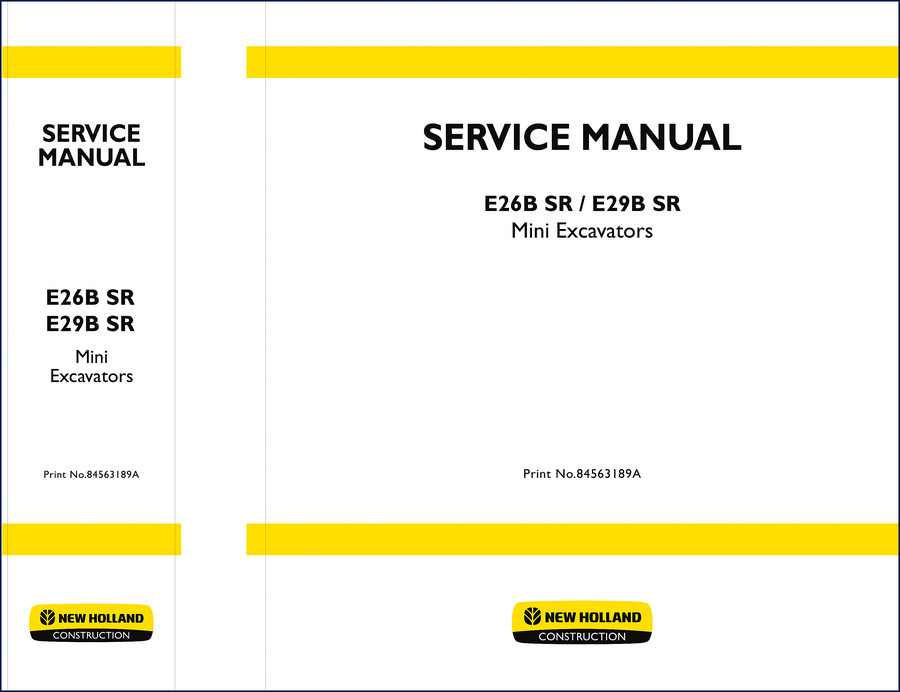 New Holland E26B SR and E29B SR Mini Excavator Service Manual cover page