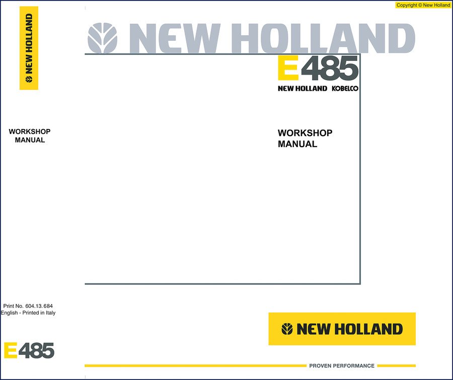 New Holland E485 Workshop Manual cover - 985 pages factory OEM service repair guide