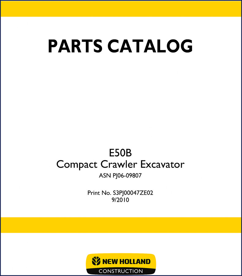 New Holland E50B 2010 Parts Catalog cover