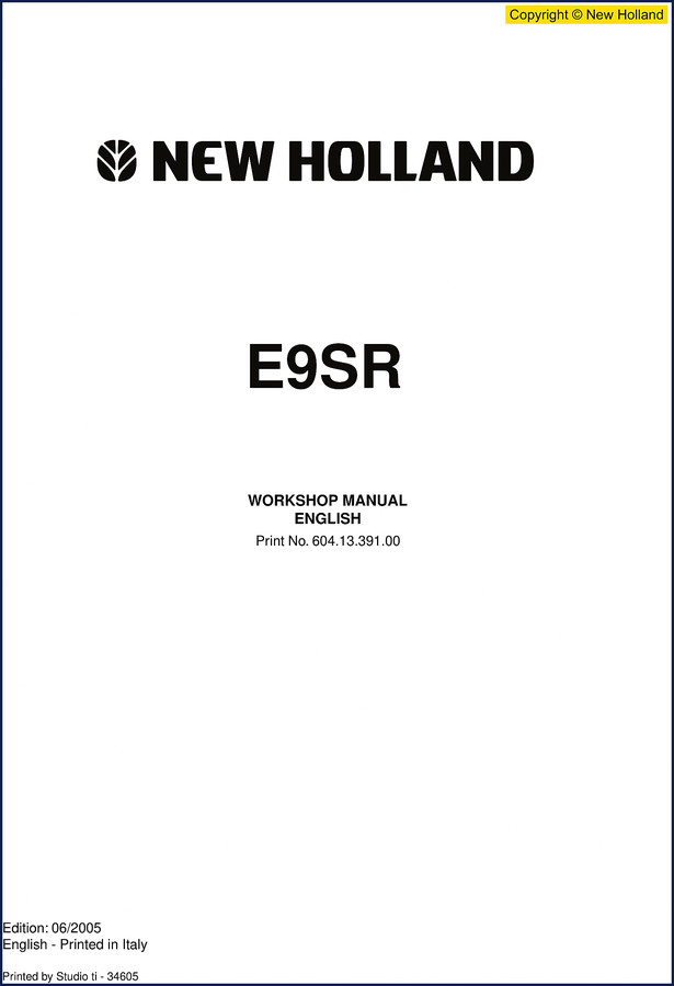 New Holland E9SR 2005 Workshop Manual cover page