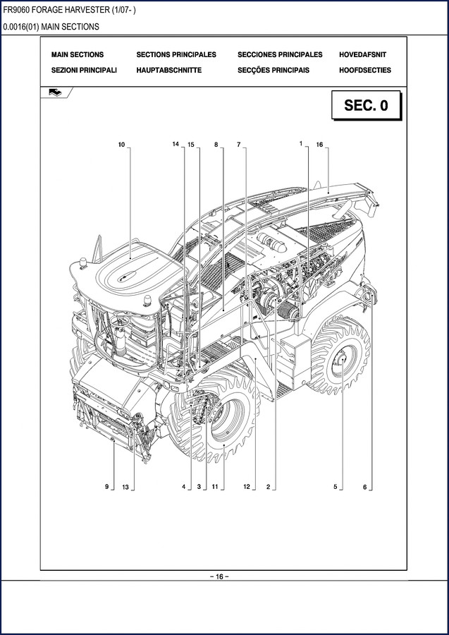 Cover of the New Holland FR9060 Forage Harvester Parts Catalog showing the orange and white manual layout