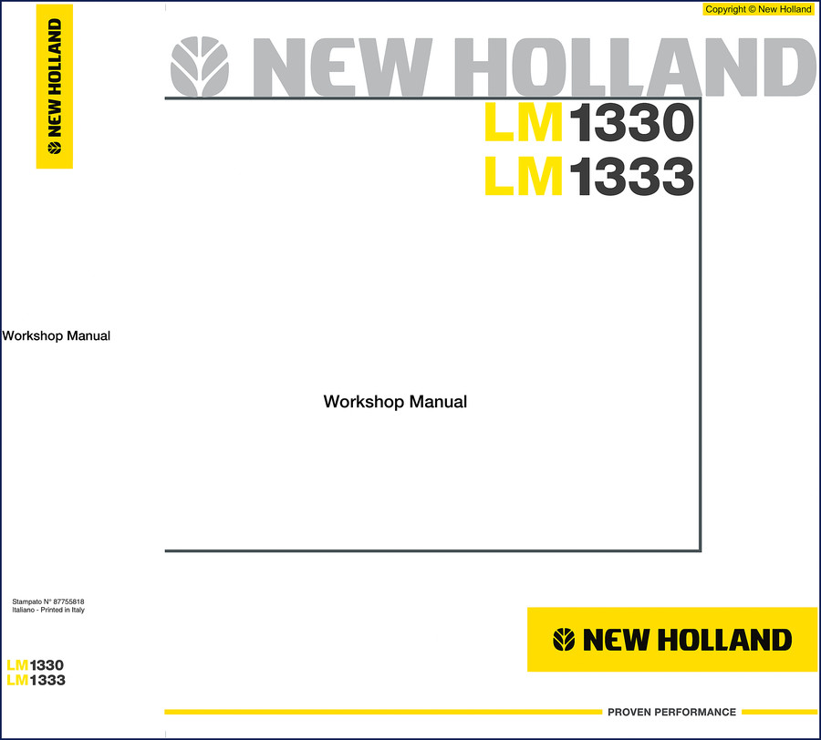 New Holland LM1330 LM1333 Workshop Manual 2008 415 pages factory repair manual cover