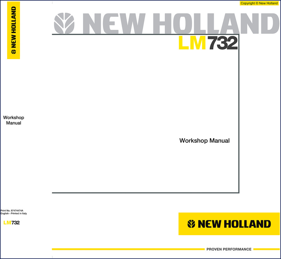 New Holland LM732 Workshop Manual cover – OEM factory service repair documentation, year unknown, 391 pages