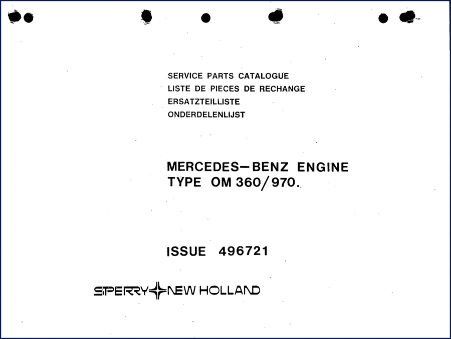 New Holland OM 360/970 Parts Catalog 40 pages factory manual cover