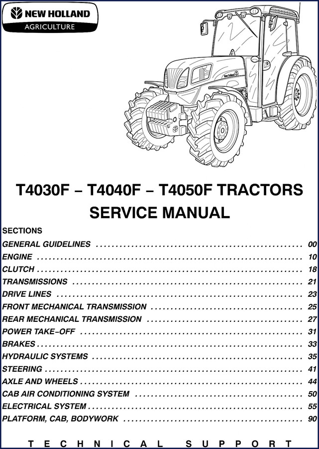 New Holland T4030F T4040F T4050F Service Manual cover image